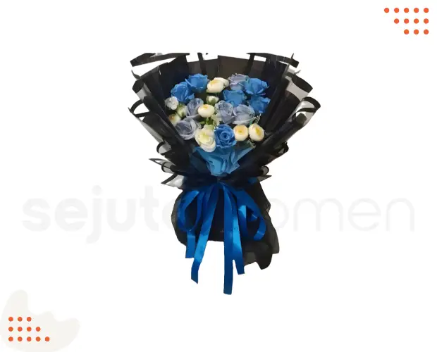  Black Blue Flowers - Artificial Bouquet